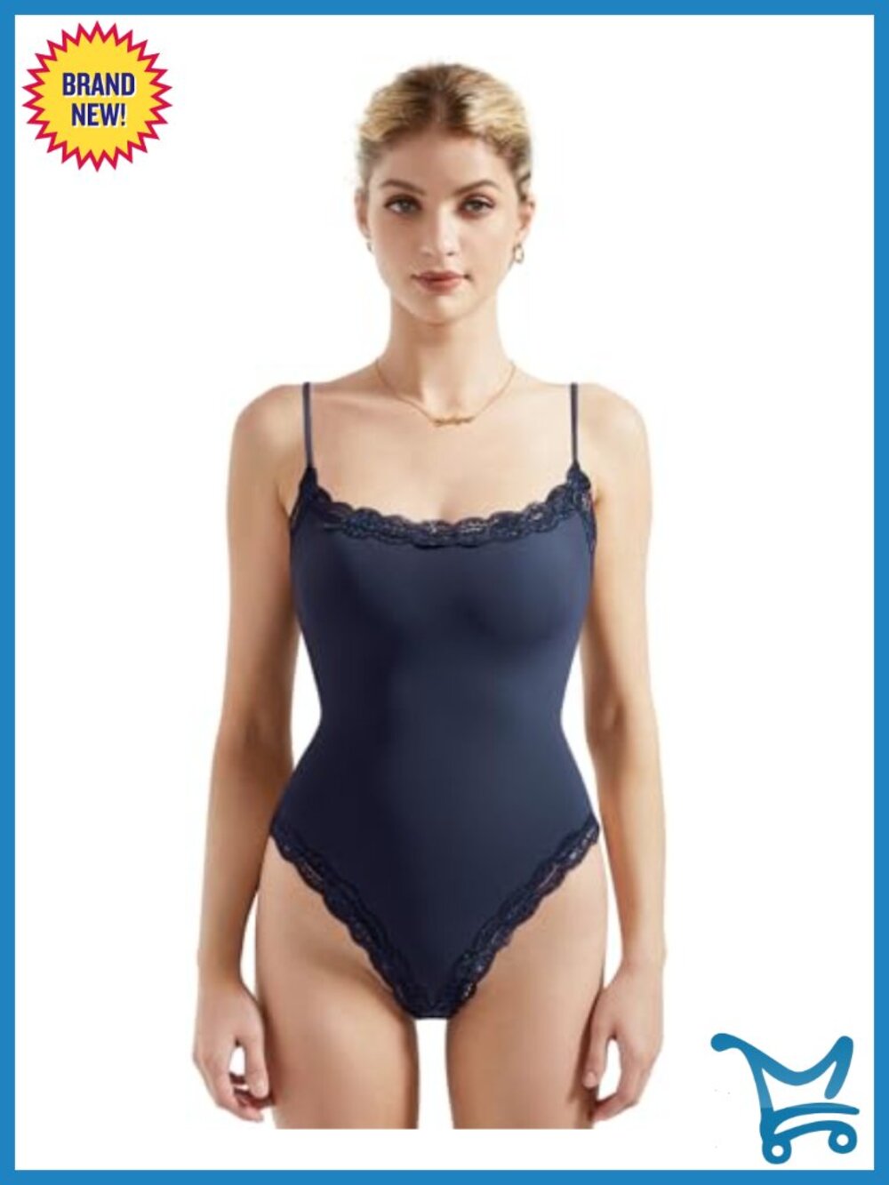 Lace Trim Sleeveless Bodysuit Spaghetti Strap Square Neck Thong